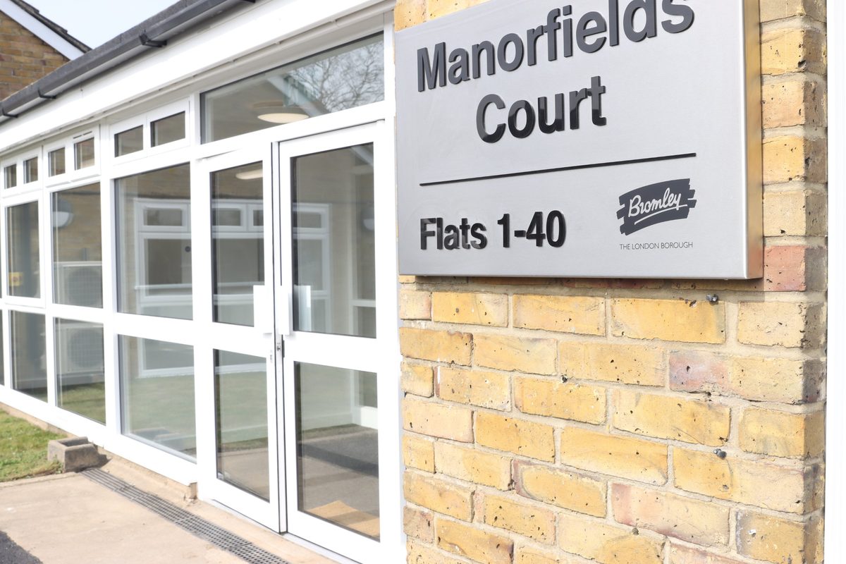 Entrance to Manorfields Court after refurbishment